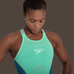 COSTUME DA GARA DA DONNA SPEEDO LZR PURE INTENT OPENBACK KNEESKIN BLU VERDE 68-11974 D881