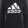 FELPA CON CAPPUCCIO DA DONNA ADIDAS ESSENTIALS NERA CON GRANDE LOGO FRONTALE