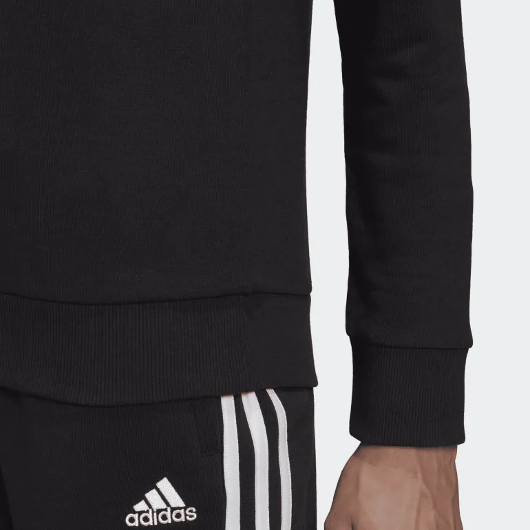 FELPA CON CAPPUCCIO DA DONNA ADIDAS ESSENTIALS NERA CON GRANDE LOGO FRONTALE