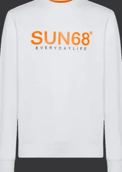 FELPA DA UOMO SUN68 ROUND FLUO COTT FL F32111 01 BIANCA