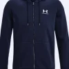 FELPA DA UOMO UNDER ARMOUR ESSENTIAL FZ HOOD MIDNIGHT NAVY 1373881 0410