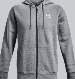 FELPA DA UOMO UNDER ARMOUR ESSENTIAL FZ HOOD PITCH GRAY MEDI 1373881 0012