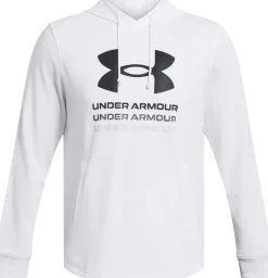 FELPA DA UOMO UNDER ARMOUR RIVAL TERRY GRAPHIC HOOD WHITE 1386047 100