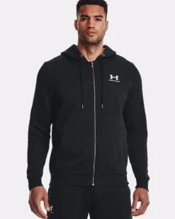 FELPA DA UOMO UNDER ARMOUR ESSENTIAL FZ HOOD BLACK 1373881 0001