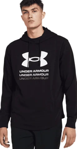 FELPA DA UOMO UNDER ARMOUR RIVAL TERRY GRAPHIC HOOD WHITE 1386047 100