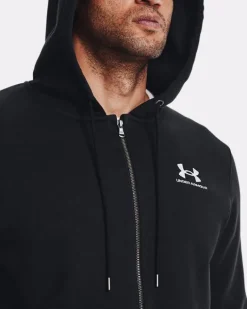 FELPA DA UOMO UNDER ARMOUR ESSENTIAL FZ HOOD BLACK 1373881 0001