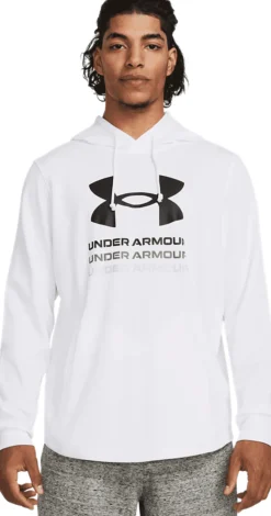 FELPA DA UOMO UNDER ARMOUR RIVAL TERRY GRAPHIC HOOD WHITE 1386047 100