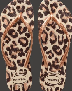 INFRADITO DA MARE DA DONNA HAVAIANAS SLIM ANIMALS BEIGE-ROSE GOLD-DARK BROWN 4103352 9919
