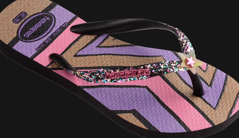 INFRADITO DA MARE JUNIOR HAVAIANAS KIDS SLIM GLITTER TRENDY BLACK 4146976 0090
