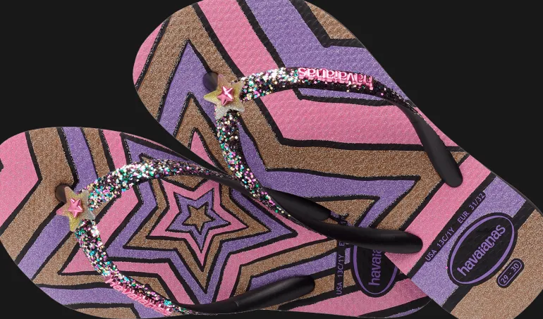 INFRADITO DA MARE JUNIOR HAVAIANAS KIDS SLIM GLITTER TRENDY BLACK 4146976 0090