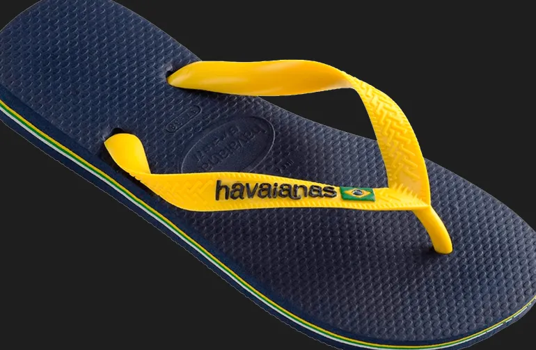 INFRADITO DA MARE UNISEX HAVAIANAS BRASIL LOGO NAVY BLUE-CITRUS YELLOW 4110850 3587