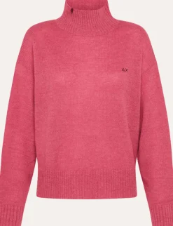 MAGLIONE DA DONNA SUN68 TURLE NECK ALPACA SOLID COLOR CORALLO K43254 96