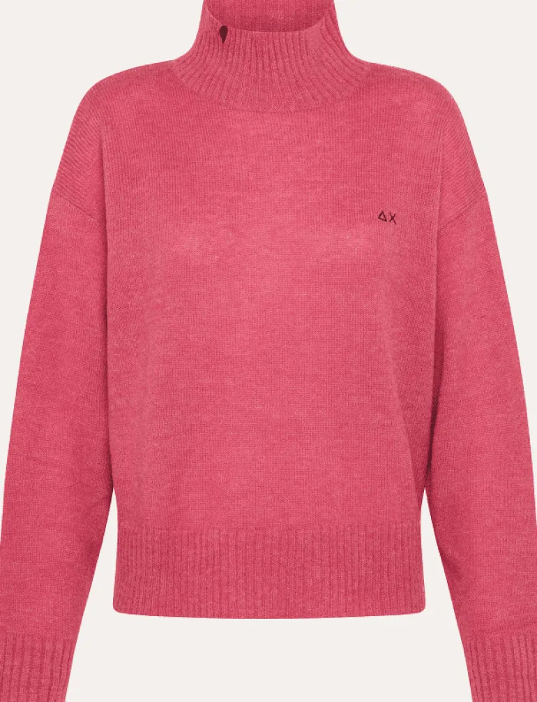 MAGLIONE DA DONNA SUN68 TURLE NECK ALPACA SOLID COLOR CORALLO K43254 96