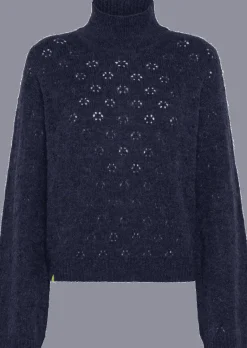 MAGLIONE DA DONNA SUN68 TURLE NECK FANCY KNITWAY NAVY BLUE K43265 07