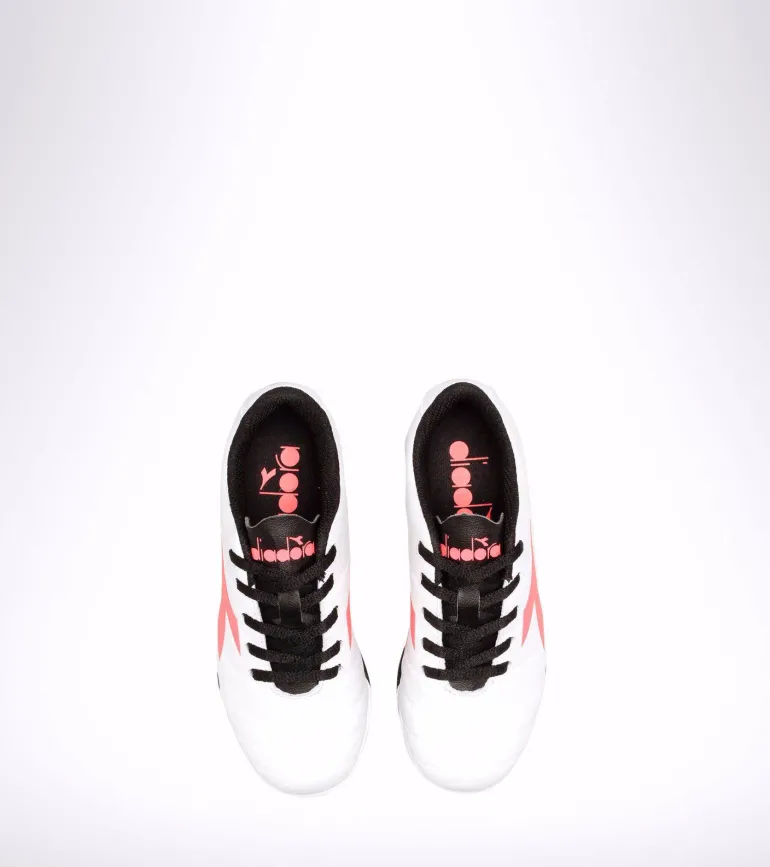 SCARPA DA CALCIO JUNIOR DIADORA PICHICHI 3 TF BIANCA CON LOGO ROSA SALMONE