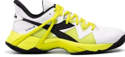 SCARPA DA TENNIS DA UOMO DIADORA B.ICON 2 CLAY WHITE/BLACK/EVENING PRIMRO - 101.179106 D0619