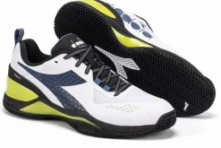 SCARPA DA TENNIS DA UOMO DIADORA TORNEO 2 CLAY WHITE/DEJA VU BLUE/BLACK - 101.179504 D0620