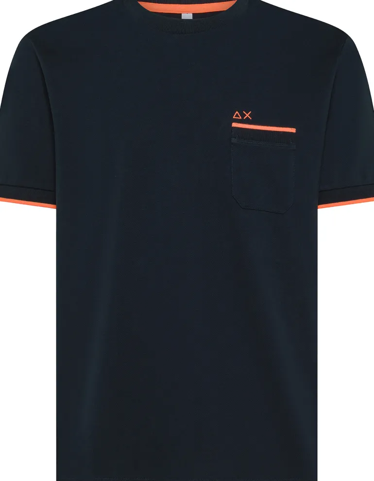 T-SHIRT A MANICA CORTA DA UOMO SUN68 PIQUET SMALL STRIPE FLUO T35124 07