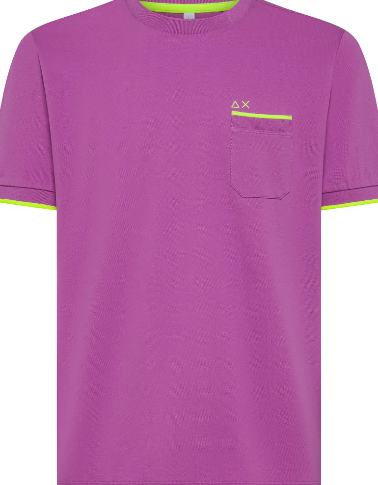 T-SHIRT A MANICA CORTA DA UOMO SUN68 PIQUET SMALL STRIPE FLUO T35124 72