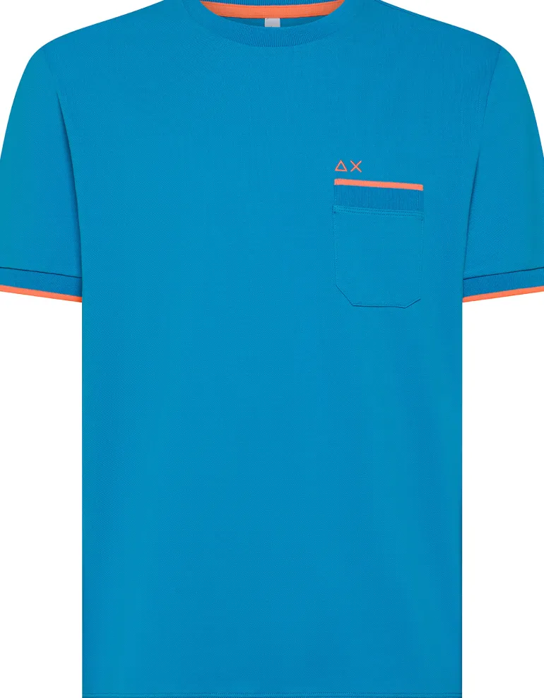 T-SHIRT A MANICA CORTA DA UOMO SUN68 PIQUET SMALL STRIPE FLUO T35124 73