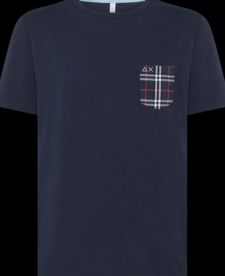 T-SHIRT A MANICA CORTA DA UOMO SUN68 POCKET FABRIC NAVY BLUE T44106 07