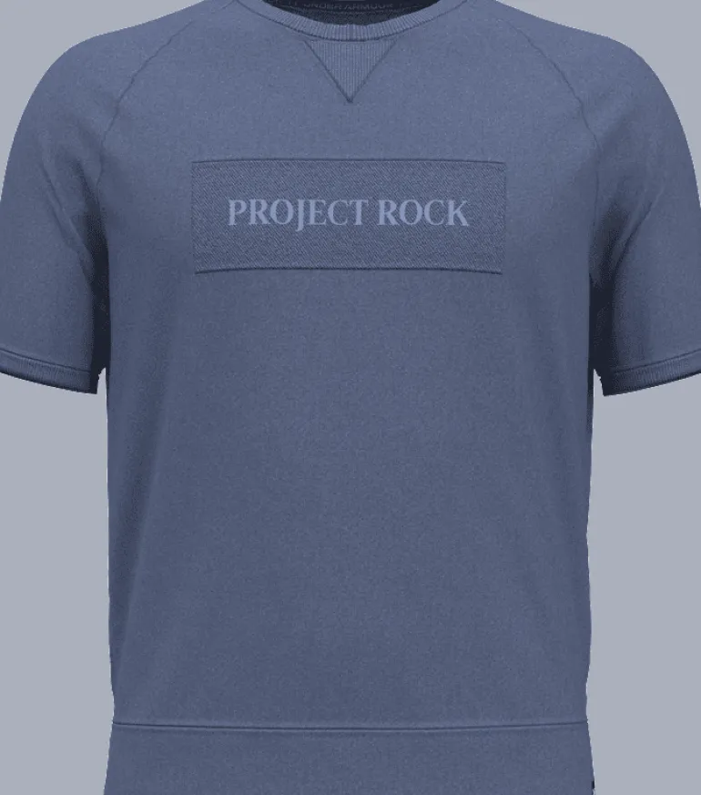 T-SHIRT A MANICA CORTA DA UOMO UNDER ARMOUR PROJECT ROCK TERRY GYM TOP HUSHED BLUE 1380177 0480