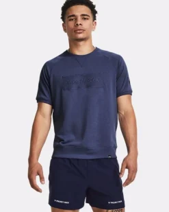 T-SHIRT A MANICA CORTA DA UOMO UNDER ARMOUR PROJECT ROCK TERRY GYM TOP HUSHED BLUE 1380177 0480