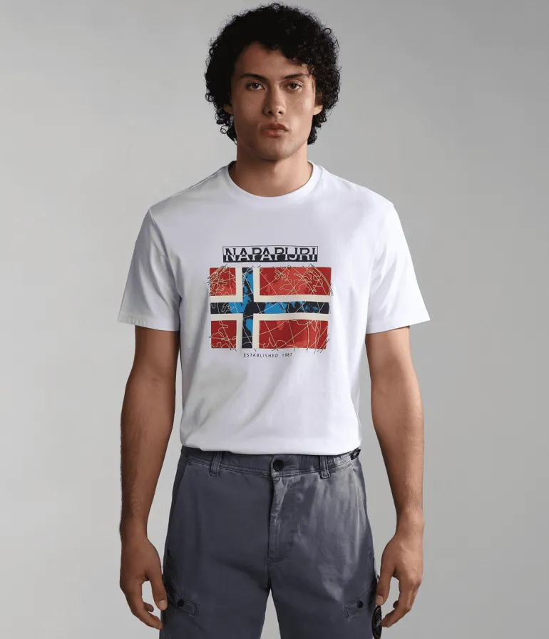 T-SHIRT A MANICA CORTA DA UOMO NAPAPIJRI S-GUIRO BRIGHTWHITE 002 NP0A4H22 002