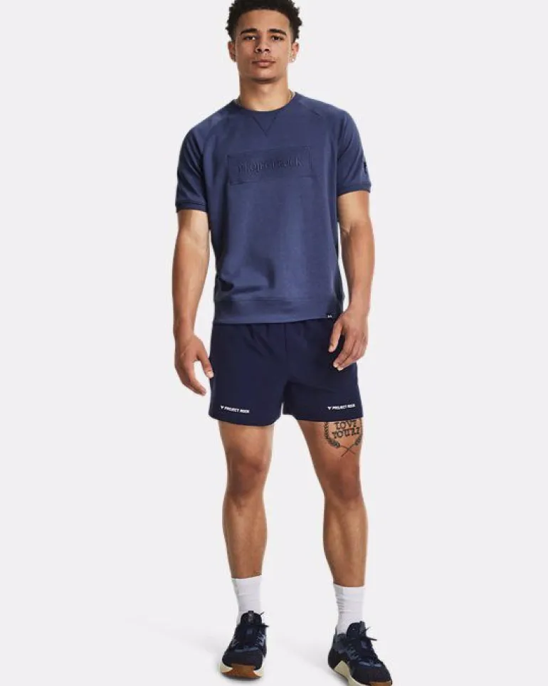 T-SHIRT A MANICA CORTA DA UOMO UNDER ARMOUR PROJECT ROCK TERRY GYM TOP HUSHED BLUE 1380177 0480