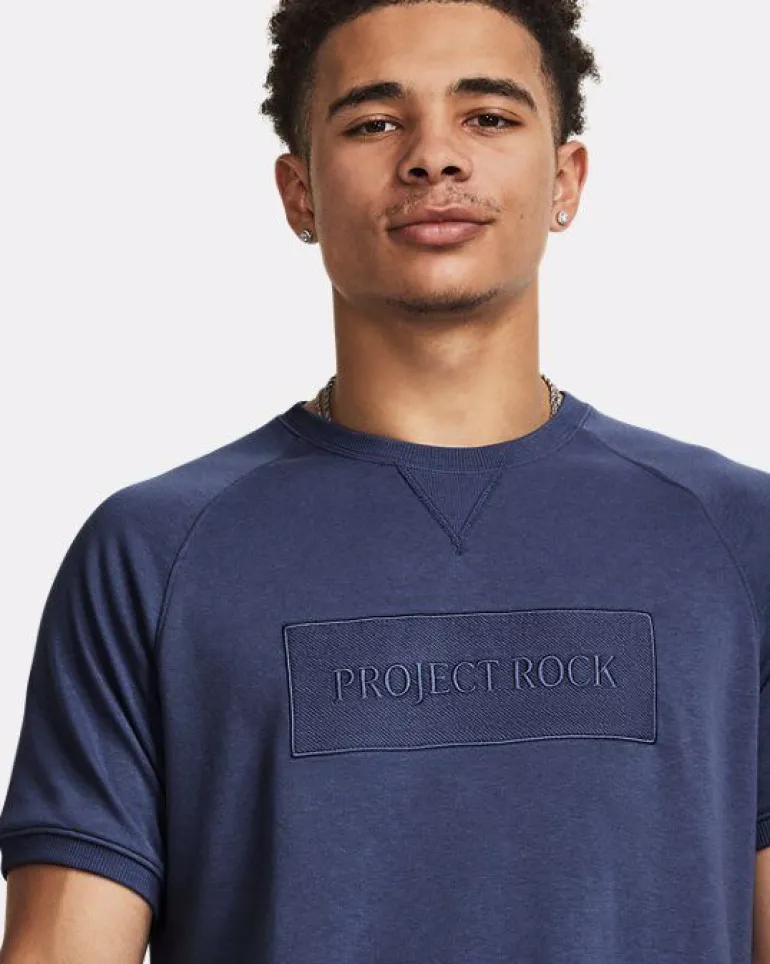 T-SHIRT A MANICA CORTA DA UOMO UNDER ARMOUR PROJECT ROCK TERRY GYM TOP HUSHED BLUE 1380177 0480