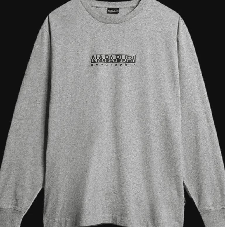 T-SHIRT A MANICA LUNGA DA UOMO NAPAPIJRI S-BOX LS 3 MED GREY MEL NP0A4GK7 160