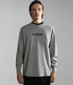 T-SHIRT A MANICA LUNGA DA UOMO NAPAPIJRI S-BOX LS 3 MED GREY MEL NP0A4GK7 160
