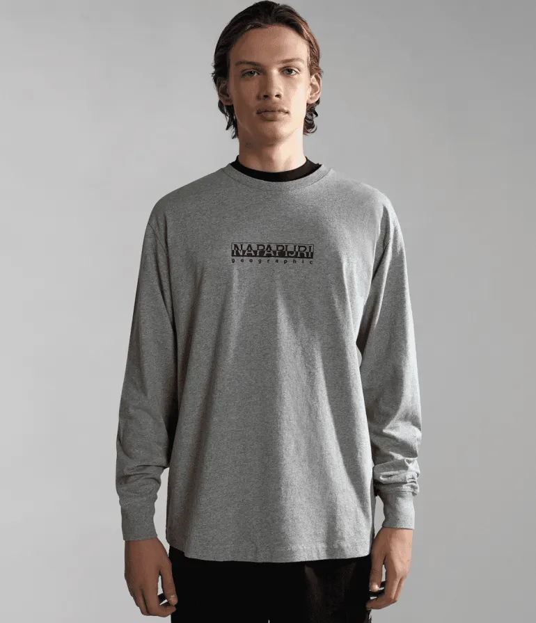 T-SHIRT A MANICA LUNGA DA UOMO NAPAPIJRI S-BOX LS 3 MED GREY MEL NP0A4GK7 160