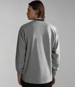 T-SHIRT A MANICA LUNGA DA UOMO NAPAPIJRI S-BOX LS 3 MED GREY MEL NP0A4GK7 160