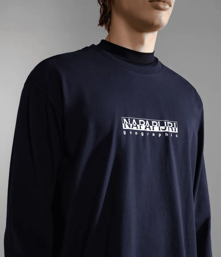 T-SHIRT A MANICA LUNGA DA UOMO NAPAPIJRI S-BOX LS 3 BLU MARINE NP0A4GK7 176