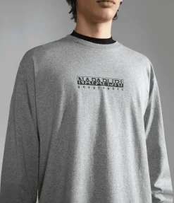 T-SHIRT A MANICA LUNGA DA UOMO NAPAPIJRI S-BOX LS 3 MED GREY MEL NP0A4GK7 160