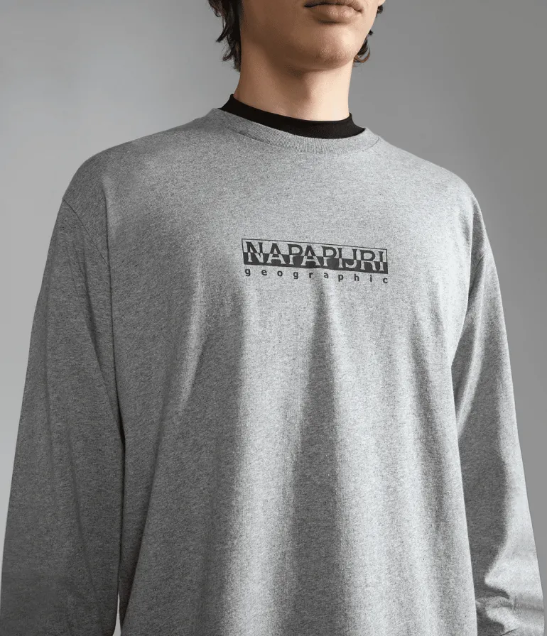 T-SHIRT A MANICA LUNGA DA UOMO NAPAPIJRI S-BOX LS 3 MED GREY MEL NP0A4GK7 160