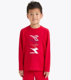 T-SHIRT A MANICA LUNGA JUNIOR DIADORA LOGO RED SALSA 102.181439 45080