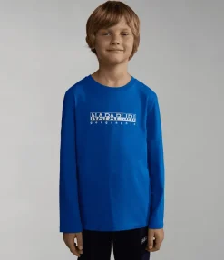 T-SHIRT A MANICA LUNGA JUNIOR NAPAPIJRI K S-BOX LS 1 BLUE CLASSIC NP0A4GNI B2I
